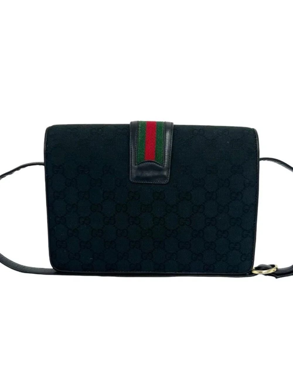 Gucci Vintage Sherry Line GG Logo Pattern Canvas Leather Shoulder Bag Pochette
